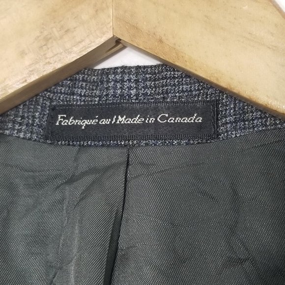 Vintage  Deldicque-Lepoutre Blue Gray Dapper Oversized Plaid Professor Blazer - Picture 2 of 14